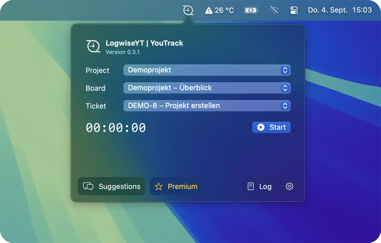 Logwise App – Übersicht auf dem Mac